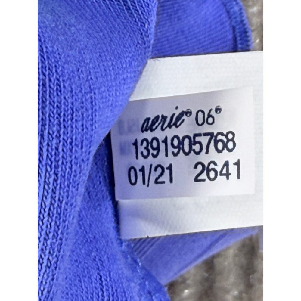 OFFLINE by Aerie OG Groove Ribbed Square Neck Crop Tee Blue L - Picture 4 of 10